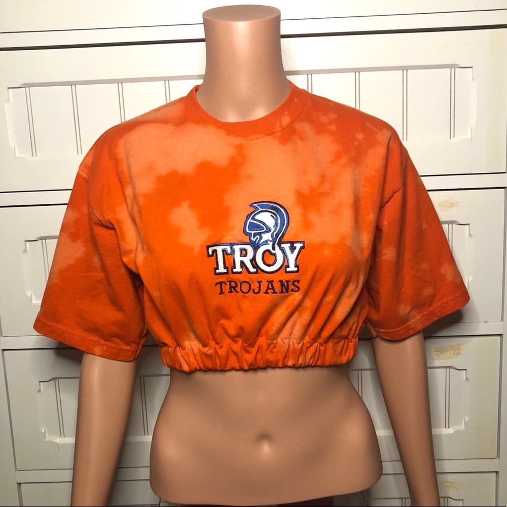 Troy University bleached crop top